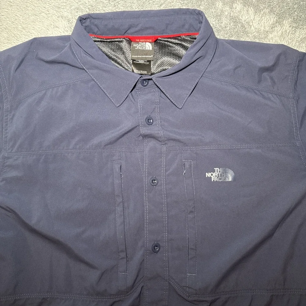 The North Face Men's SZ XL Navy Long Sleeve Button Up Shirt Light Weight Hiking